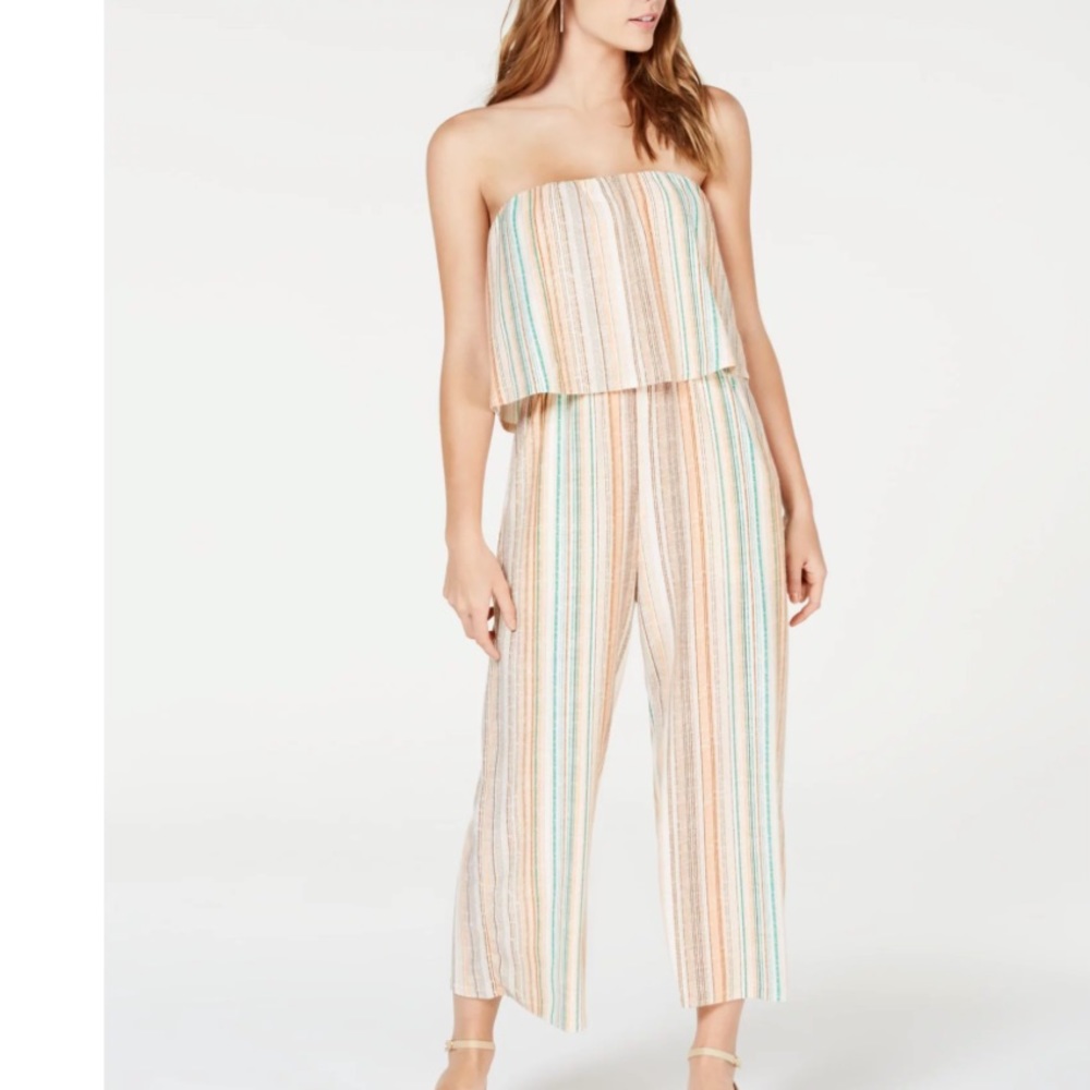 Strapless striped women’s jumpsuit (wide ankle leg)!